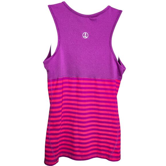 Lands End Womens Tank Top Medium Athletic Striped Racerback Scoop Neck Stretch - Picture 5 of 7